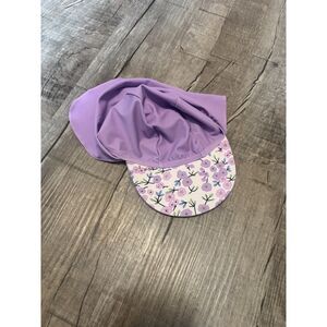 Bonverano Toddler Sun Hat Small Purple Floral UPF Swim Flap Cap Girls